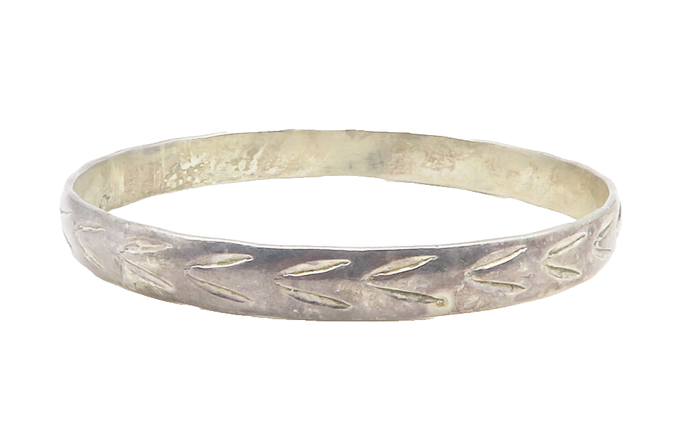 MEXICO 925 Sterling Silver  Vintage Arrow Etched Bangle Bracelet  BT4770
