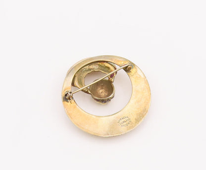 925 Sterling Silver Vintage Brooch Pin NATACHA BROOKS Golden Designer  BP11019