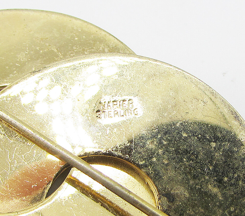 NAPIER 925 Silver  Vintage Interlocked Hoops Brooch Pin & Earrings Set  TR1021