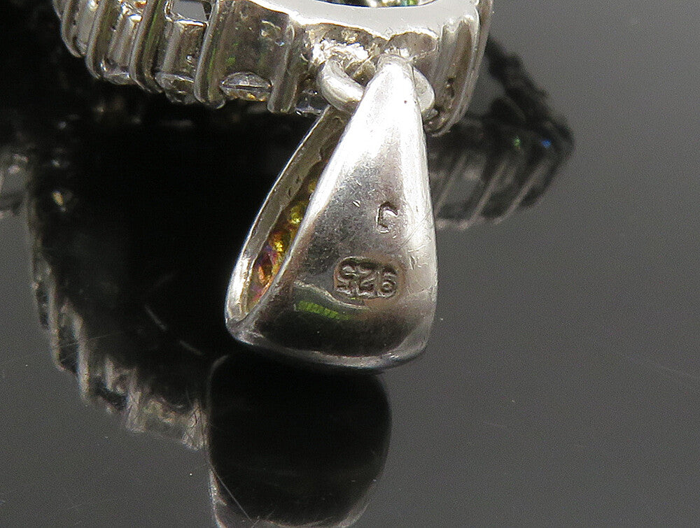 925 Sterling Silver  Vintage Spinel & Topaz Religious Cross Pendant  PT20391