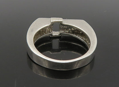 925 Sterling Silver  Vintage Rhinestones Square Band Ring Sz 7.5  RG23623