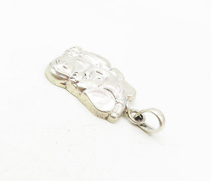 925 Sterling Silver  Vintage Shiny Hollow Sitting Elephant Pendant  PT6675
