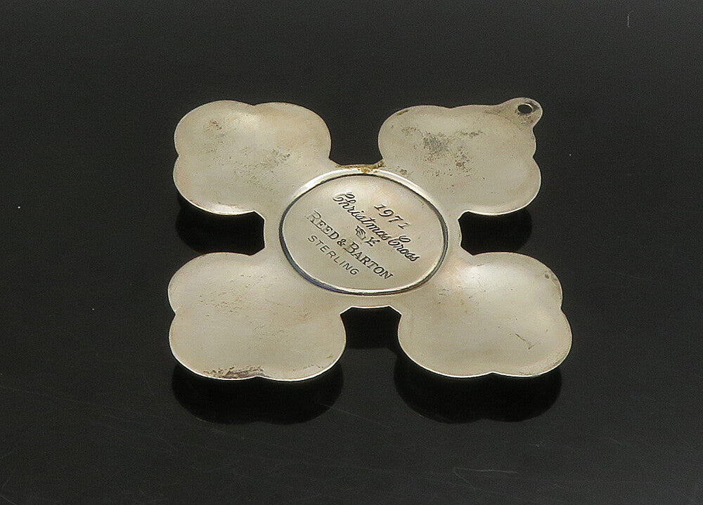 REED & BARTON 925 Silver  Vintage Antique Christmas Cross Pendant  PT18789