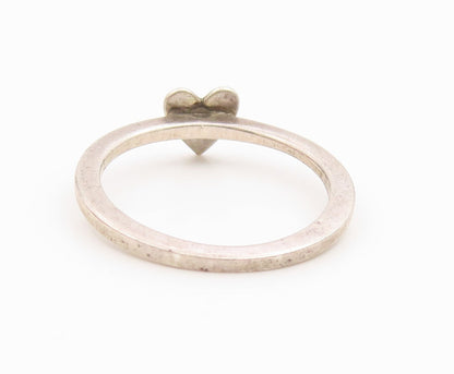 925 Sterling Silver Vintage Ring Minimalist Cute Love Heart Band  Sz 7  RG36091