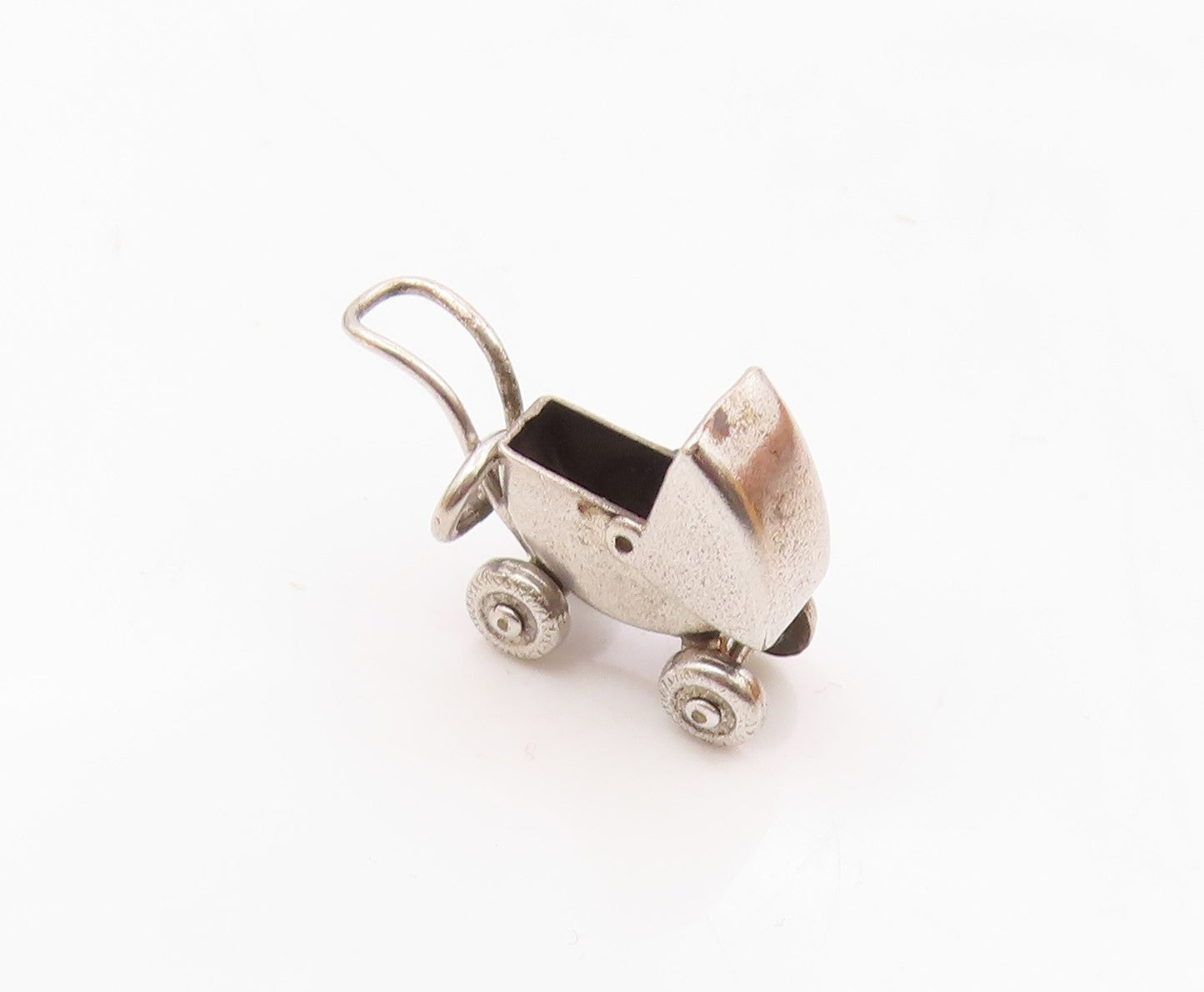 925 Sterling Silver  Vintage Baby Buggy Stroller Charm Pendant  PT21407