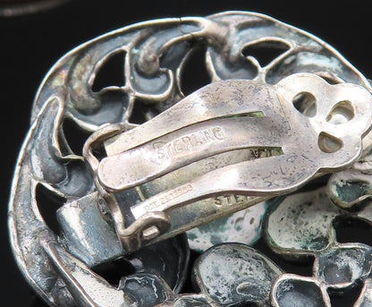 DANECRAFT 925 Silver  Vintage Spiral Floral Non Pierced Earrings  EG11823