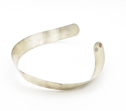 DESIGNER 925 Silver  Vintage Minimalist Shiny Smooth Collar Necklace  NE2609