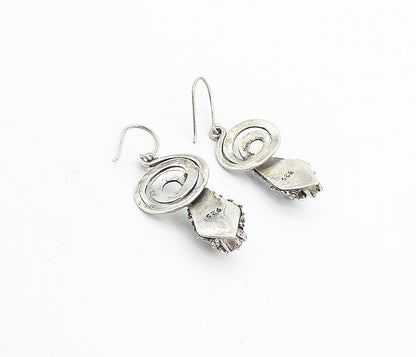 925 Sterling Silver  Vintage Amethyst Spiral Snake Motif Drop Earrings  EG3350