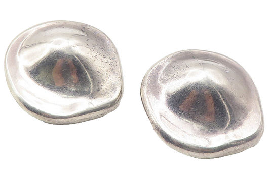 MEXICO 925 Sterling Silver  Vintage Smooth Hollow Non Pierce Earrings  EG6267