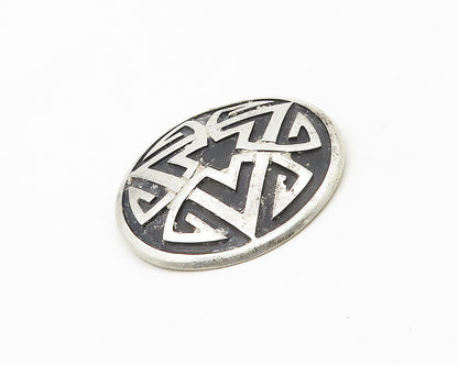 MEXICO 925 Sterling Silver  Vintage Oxidized Pattern Dome Brooch Pin  BP7144