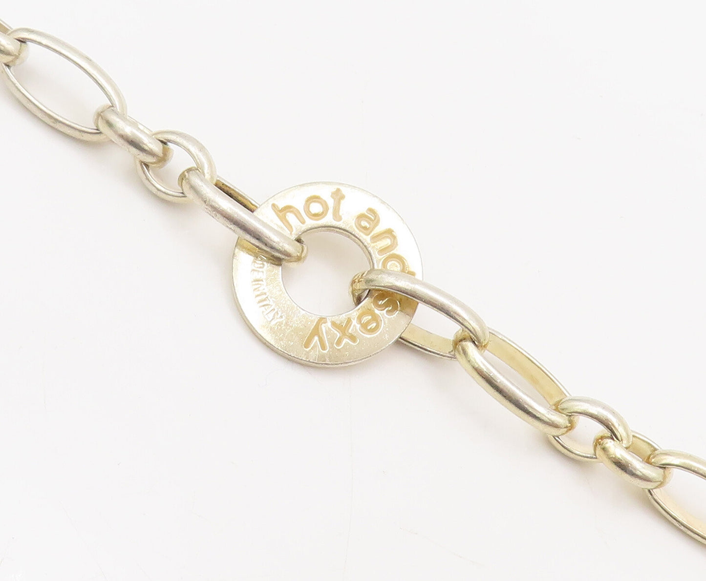 925 Silver  Vintage Gold Plated Etched Onyx Animal Tooth Bracelet  BT10134