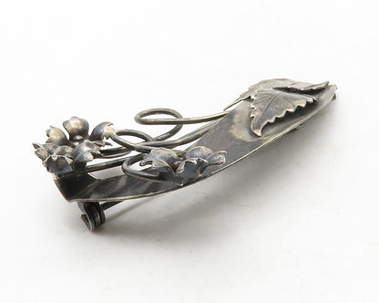 LEGRO 925 Sterling Silver  Vintage Oxidized Swirl Flowers Brooch Pin  BP5020