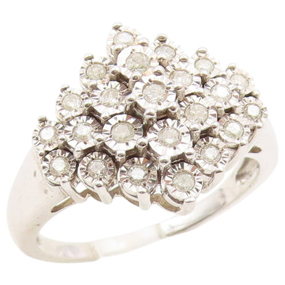 925 Sterling Silver Vintage Ring Elegant White Topaz Cluster Band Sz 11 RG36496