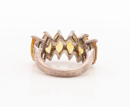925 Sterling Silver Vintage Ring Marquise Cut Citrine Band  Sz 5  RG28759
