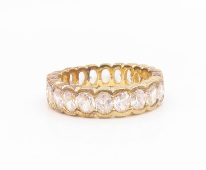 925 Sterling Silver Vintage Ring Gold Plated Topaz Eternity Band  Sz 7  RG35786
