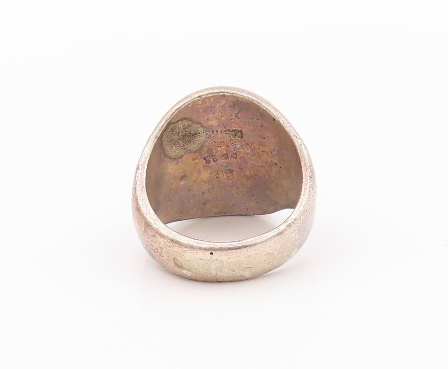 925 Sterling Silver Vintage Ring Dark Tone Domed Grooved Design Sz 5.5  RG32248