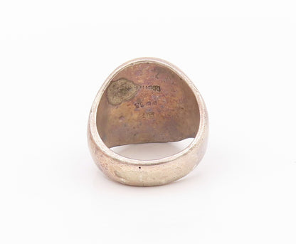 925 Sterling Silver Vintage Ring Dark Tone Domed Grooved Design Sz 5.5  RG32248
