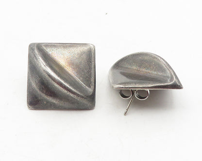 MEXICO 925 Sterling Silver  Vintage Oxidized Modernist Drop Earrings  EG6127