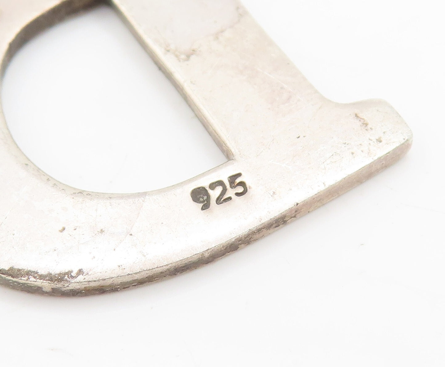925 Sterling Silver Vintage Pendant Minimalistic Solid Cutout 'D' PT23333