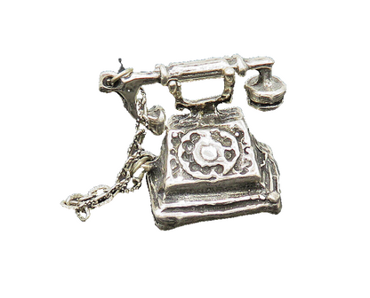925 Sterling Silver  Vintage Petite Old Fashioned Telephone Trinket  TR2812
