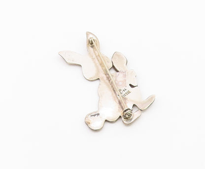 MEXICO 925 Sterling Silver  Vintage 2 Tone Rabbit & Carrot Brooch Pin  BP3977