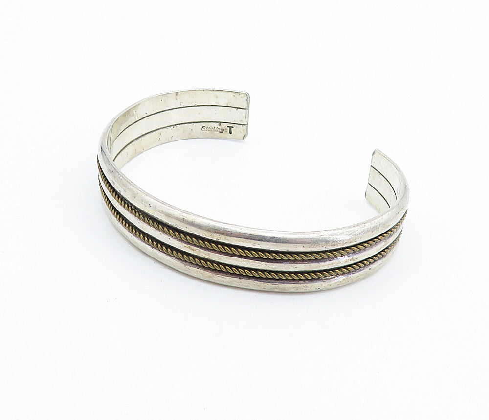 MARY THOMAS NAVAJO 925 Silver  Vintage Rope Twist Ribbed Cuff Bracelet  BT3197