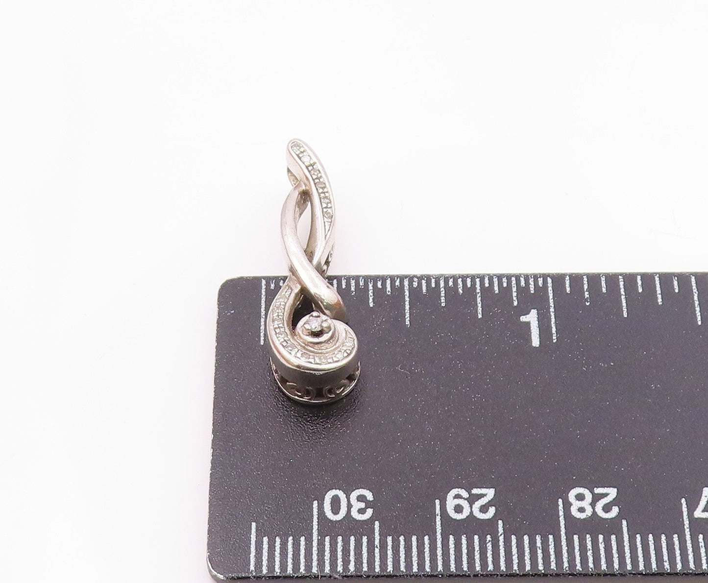 925 Sterling Silver  Vintage Genuine Diamonds Swirl Design Pendant  PT10872