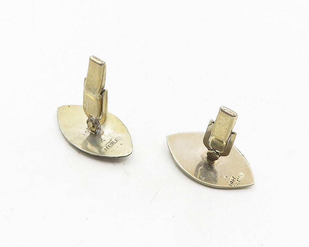 SIAM 925 Sterling Silver  Vintage Black Enamel Dragon Boat Cuff Links  TR1747