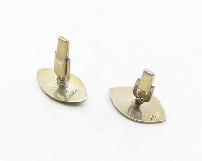 SIAM 925 Sterling Silver  Vintage Black Enamel Dragon Boat Cuff Links  TR1747