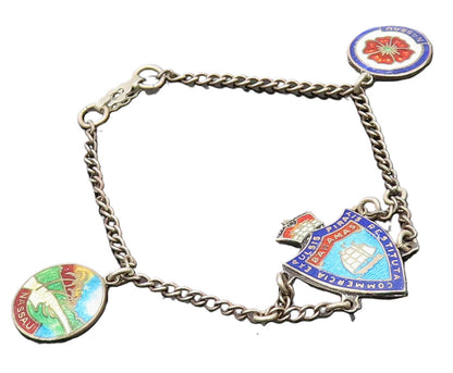 BMCO 925 Sterling Silver  Vintage Bahamas Enameled Tourist Bracelet  BT10094