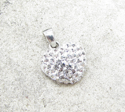925 Sterling Silver  White Crystals Love Heart Drop Pendant  PT1431