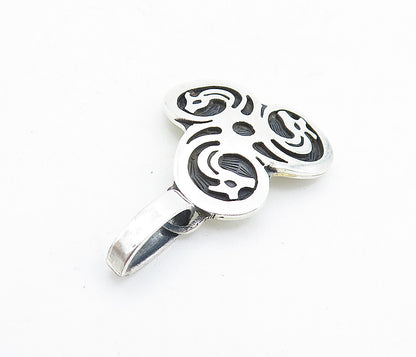 925 Sterling Silver  Vintage Oxidized Swirl Pattern Drop Pendant  PT4754