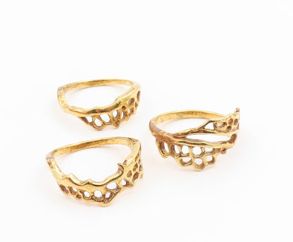 925 Sterling Silver Vintage Ring Gold Plated Openwork Multi Band Sz 9.5 RG36228