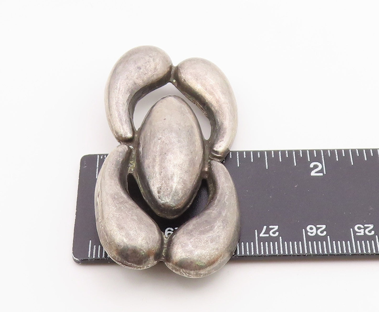 MEXICO 925 Sterling Silver  Vintage Antique Hollow Smooth Brooch Pin  BP7556