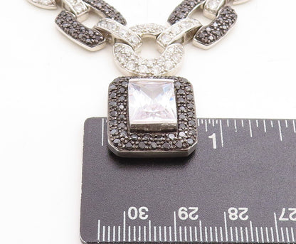 ROSS SIMON 925 Silver  Cubic Zirconia & Black Hematite Chain Necklace  NE2112