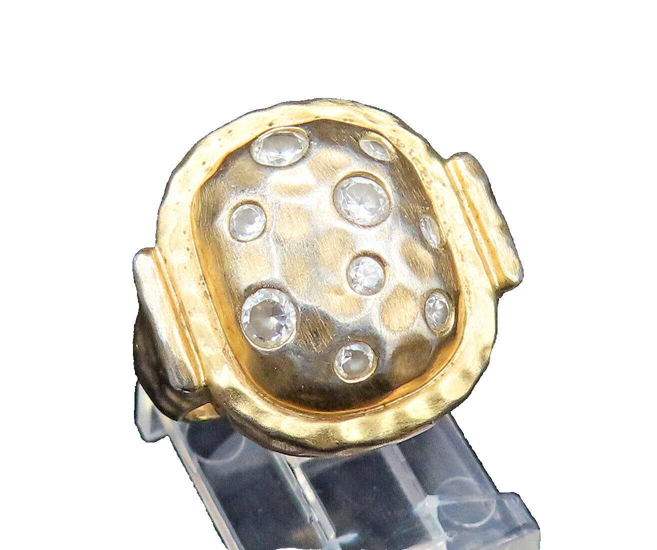 ROSS SIMON 925 Silver  Vintage Gold Plated Hammered Topaz Ring Sz 6  RG25714