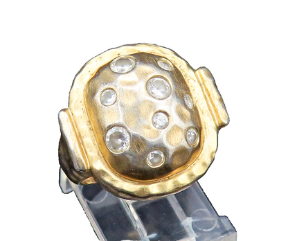 ROSS SIMON 925 Silver  Vintage Gold Plated Hammered Topaz Ring Sz 6  RG25714