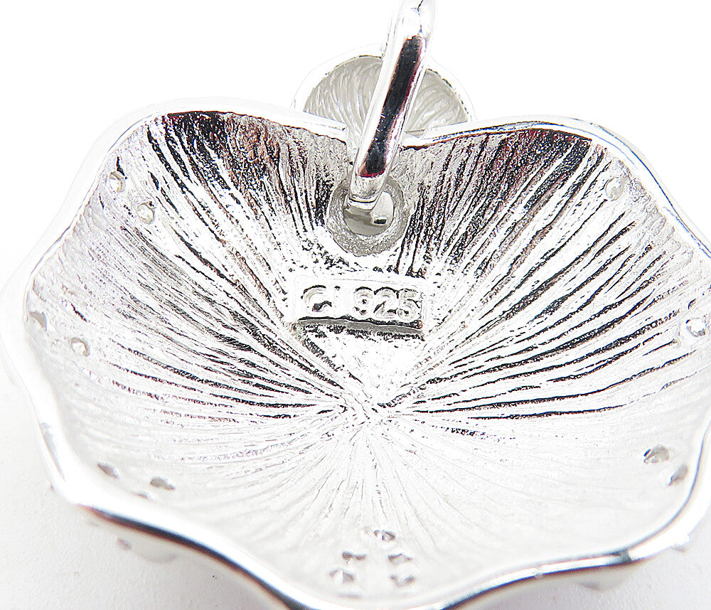 925 Sterling Silver  Topaz Matte Texture Scalloped Dome Design Pendant  PT5219