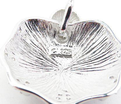 925 Sterling Silver  Topaz Matte Texture Scalloped Dome Design Pendant  PT5219