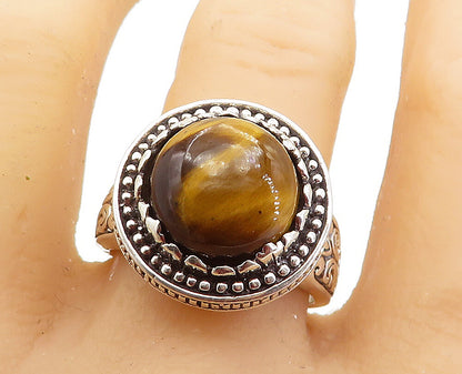925 Sterling Silver  Vintage Tiger's Eye Swirl Cocktail Ring Sz 11.5  RG7512
