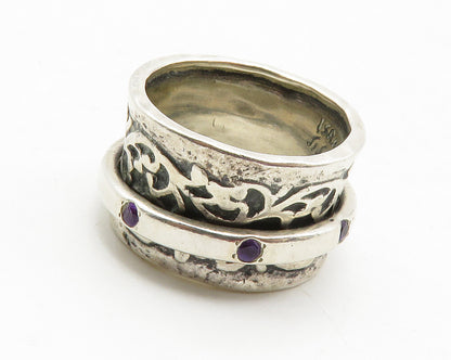 SHABLOOL ISRAEL 925 Silver  Vintage Amethyst Swirl Cocktail Ring Sz 6  RG12798