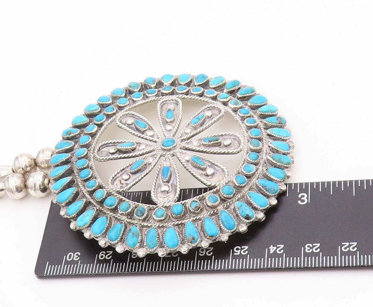 925 Sterling Silver Vintage Necklace VICTOR MOSES BEGAY NAVAJO Turquoise NE4486