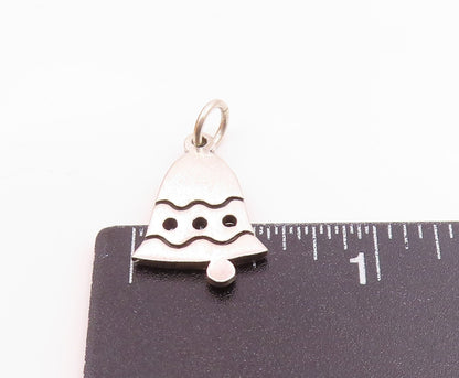 925 Sterling Silver  Vintage Shiny Cutout Bell Drop Pendant  PT17387