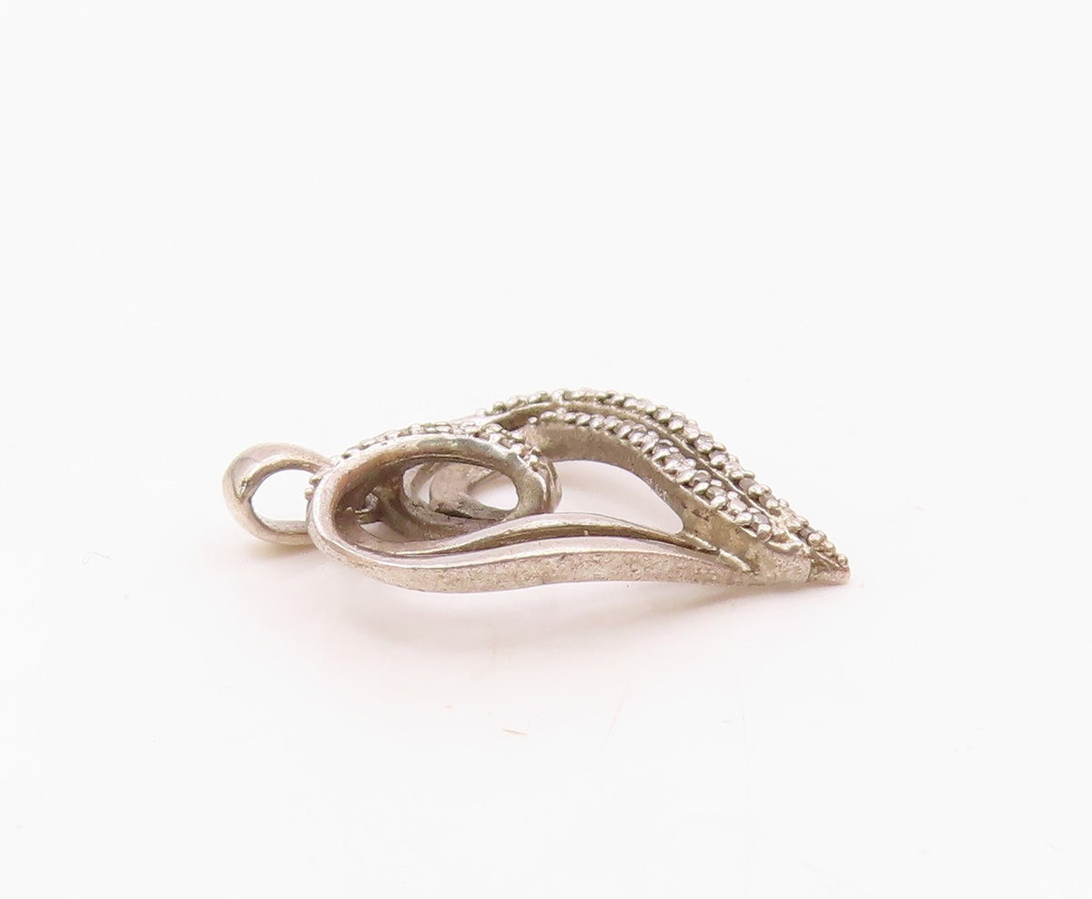 925 Sterling Silver  Vintage Genuine Diamonds Open Love Heart Pendant  PT17086