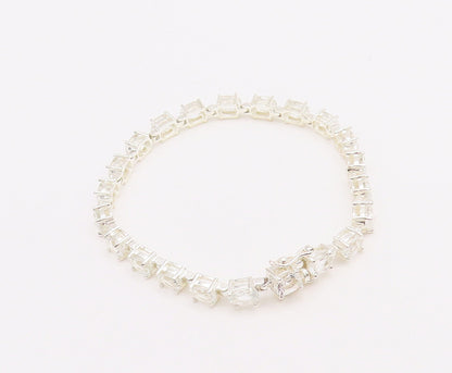 925 Sterling Silver Vintage Bracelet Minimalist Oval Cut Topaz Band  BT10611