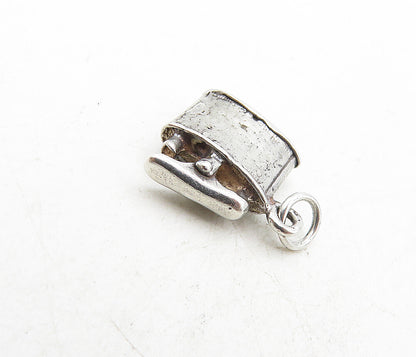 925 Sterling Silver  Vintage Petite Old Fashioned Flask Motif Pendant  PT6908