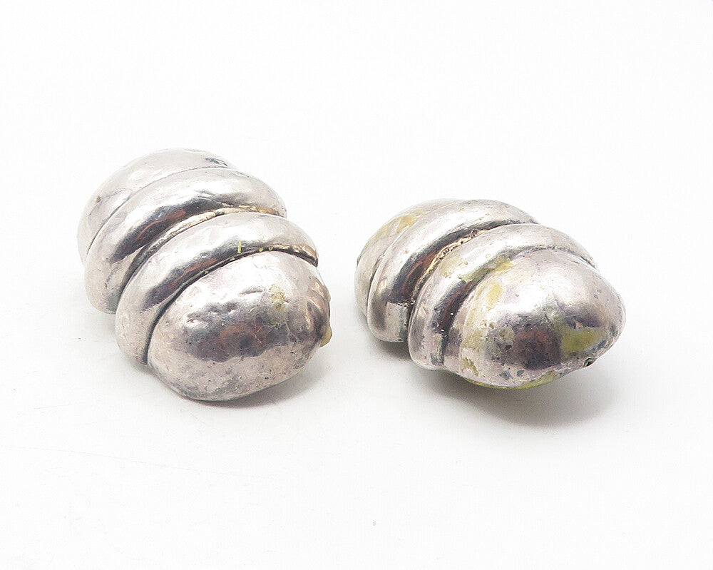 925 Sterling Silver  Vintage Hollow Modernist Non Pierce Earrings  EG6148