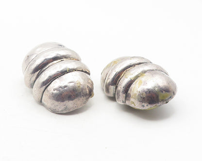 925 Sterling Silver  Vintage Hollow Modernist Non Pierce Earrings  EG6148