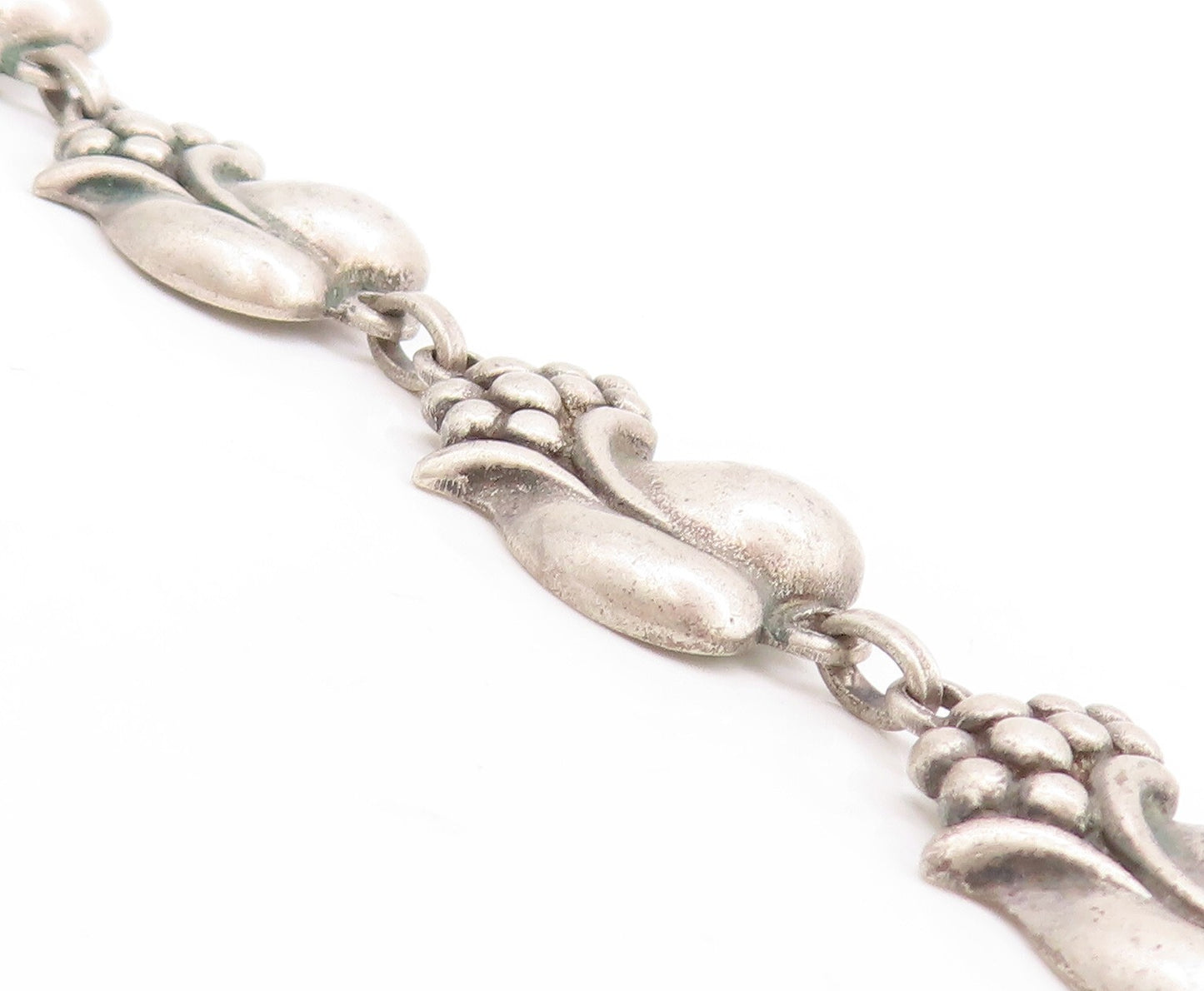 925 Sterling Silver Vintage Necklace VIKINGCRAFT Carved Designer Mangoes  NE4415