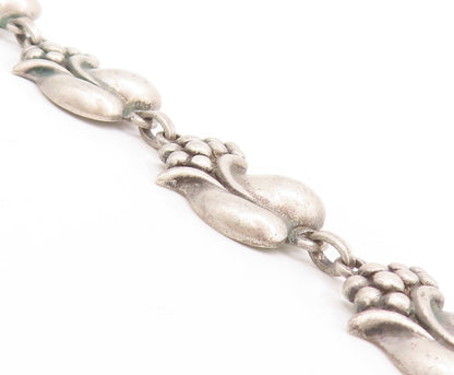 925 Sterling Silver Vintage Necklace VIKINGCRAFT Carved Designer Mangoes  NE4415
